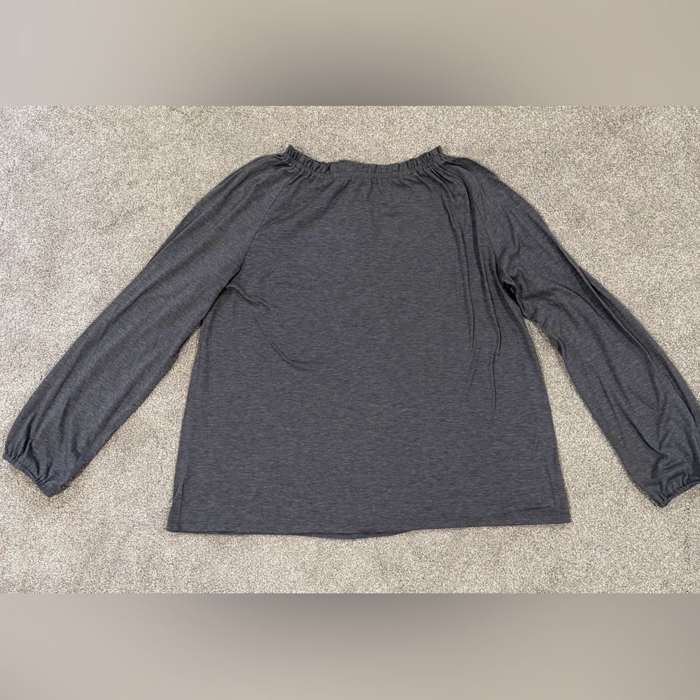 LOFT Women’s Charcoal Long Sleeve Blouse with back tie detail size Large